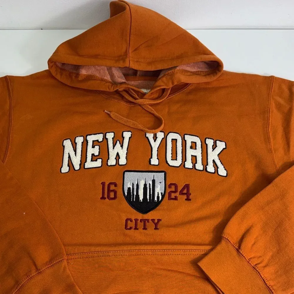 New York City Orange Pullover Hoodie unisex Sz XL NWT